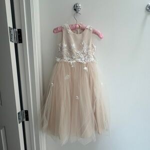 Charming Cream Floral Kids Dress